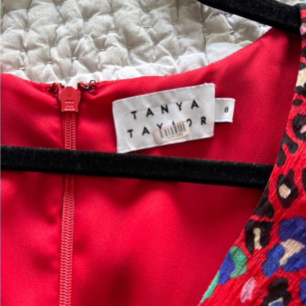 Tanya Taylor Red Floral Rouched Mini Dress, Size 8 - Picture 8 of 10